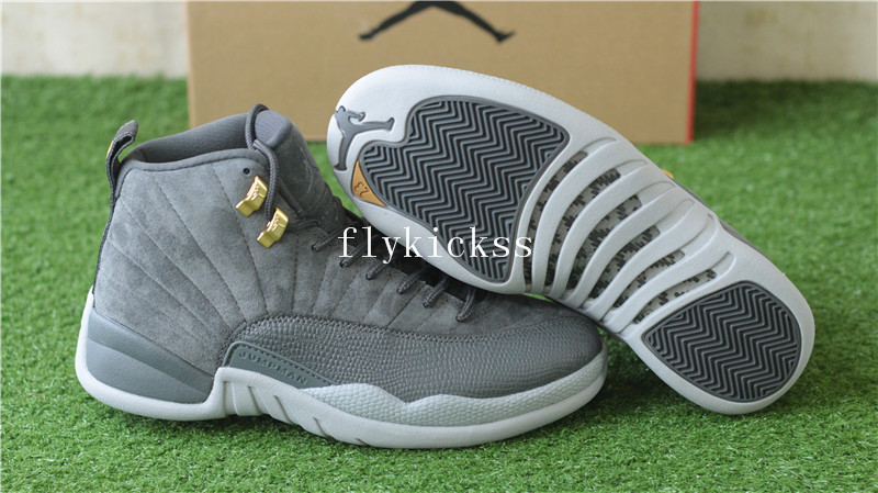 Authentic Air Jordan 12 Grey Suede